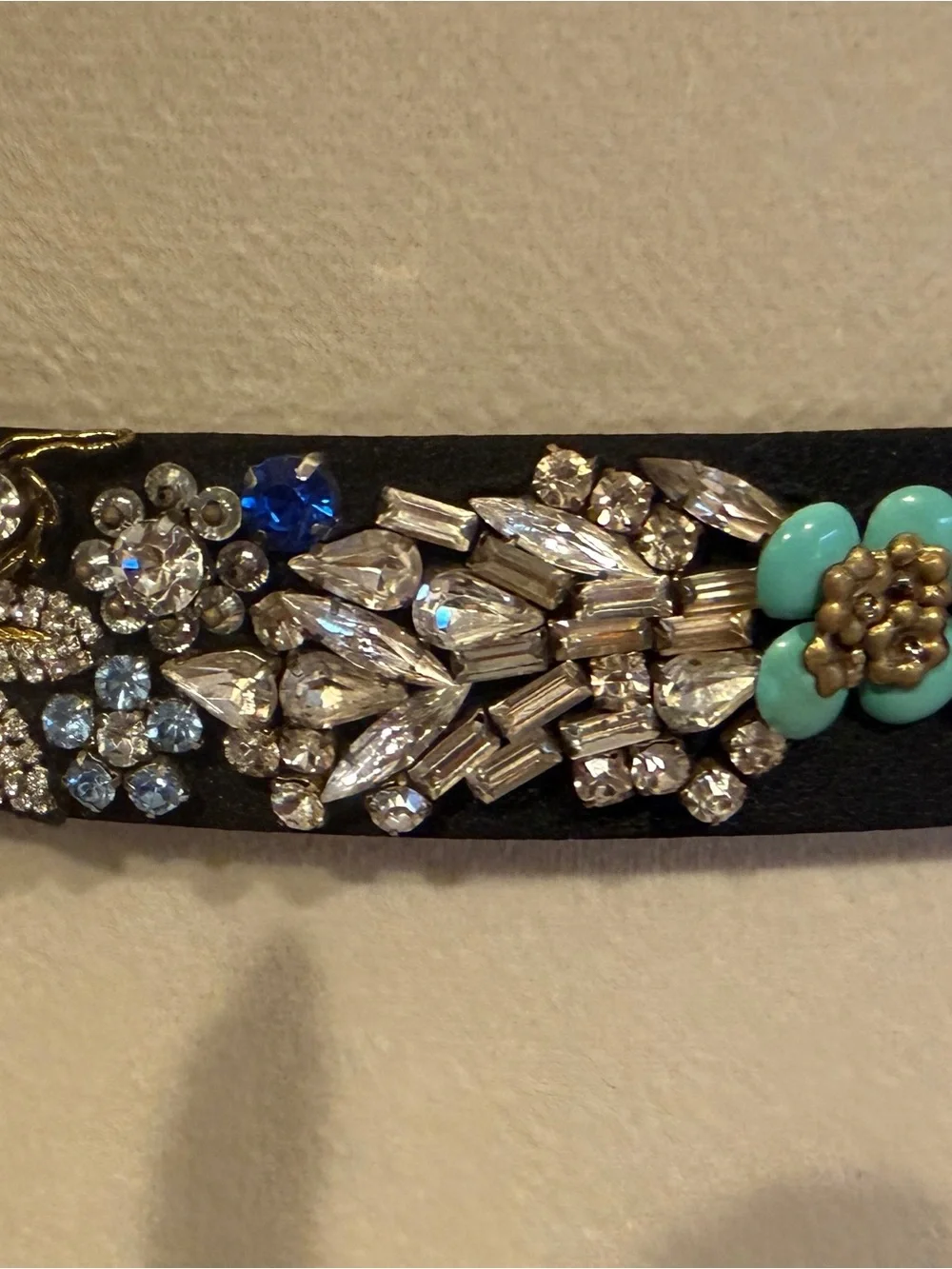 Alexander McQueen Black Embellished Floral Crystal Belt